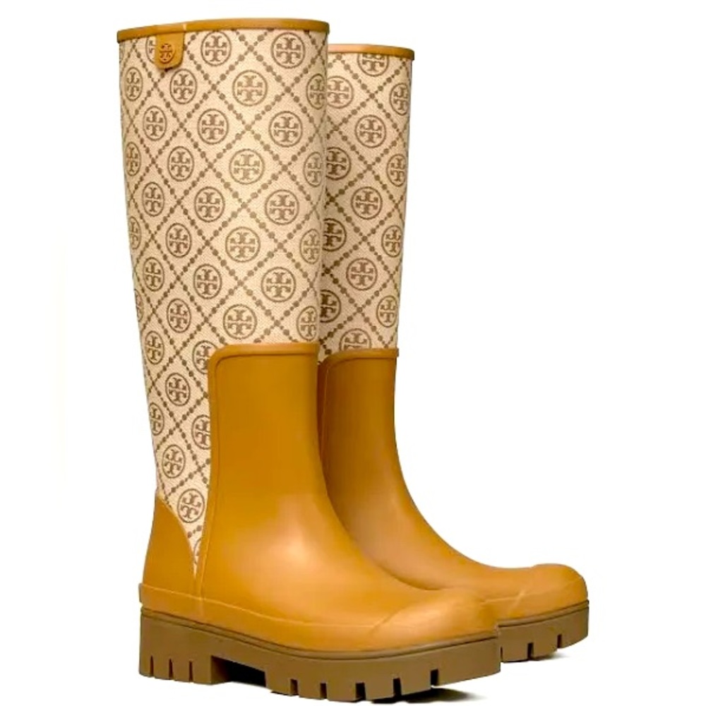 Tory Burch Women's T Monogram Foul Weather Tall Boots - Picture 1 of 9